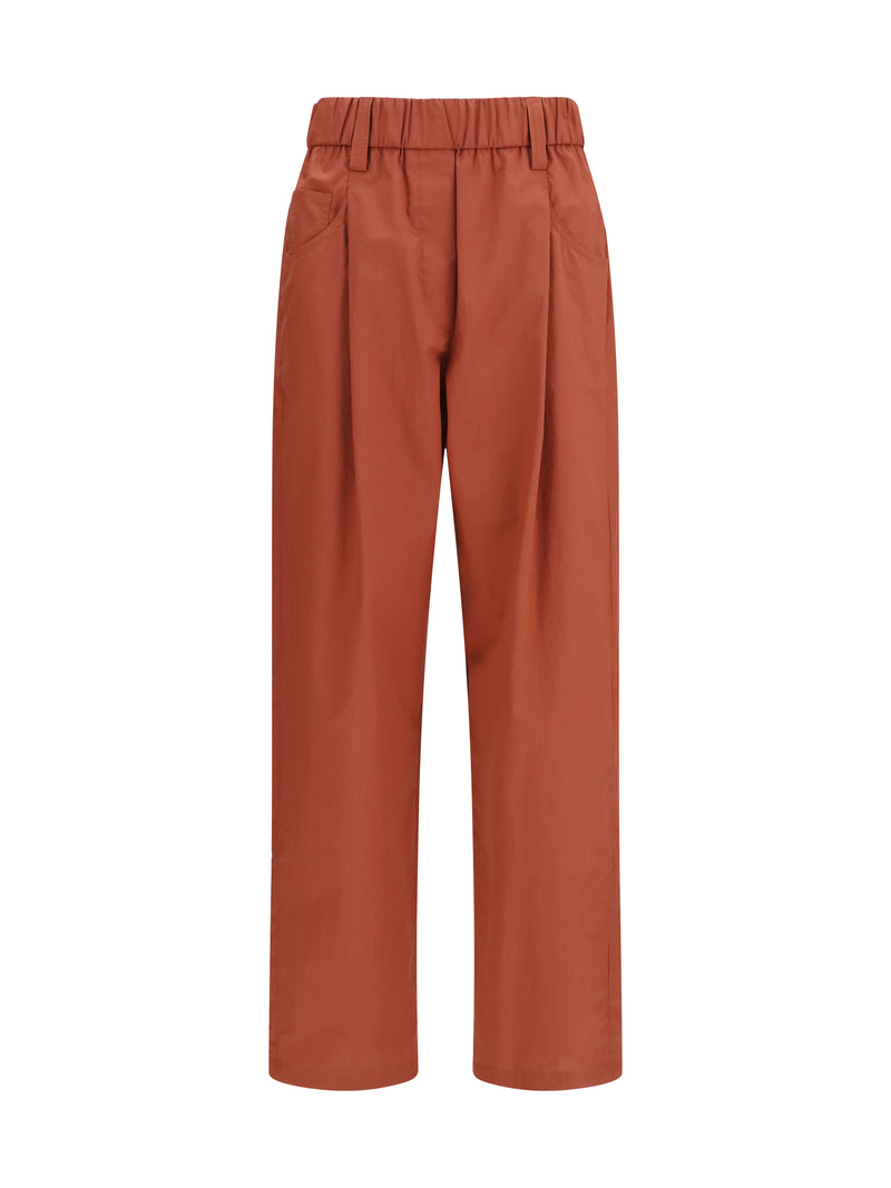 Brunello Cucinelli Brunello Cucinelli Cotton Elasticated Pants Orange Flame - World Class Fashion