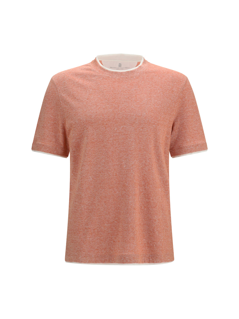 Brunello Cucinelli Brunello Cucinelli Short-sleeve Cotton T-shirt Pesca/Off White - World Class Fashion
