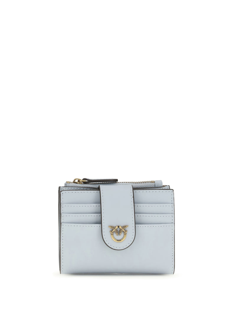 Pinko Pinko Wallet with Logo Azzurro Celeste-Antique Gold - World Class Fashion
