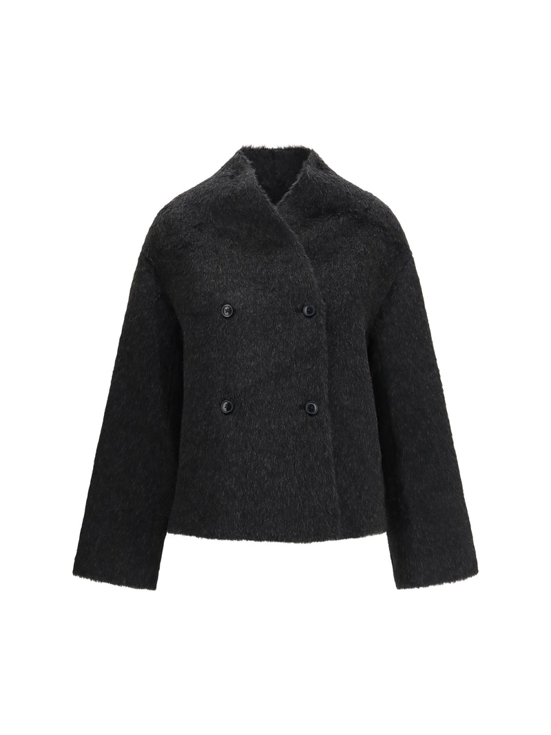 Loulou De Saison Loulou De Saison Wes Double Breasted Alpaca Jacket Anthracite - World Class Fashion