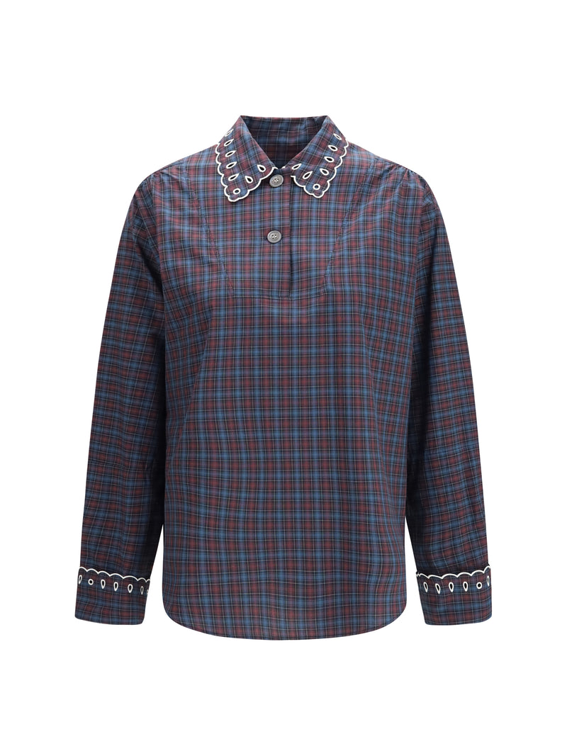 Marni Marni Checked Cotton Shirt Eggplant Women - World Class Fashion