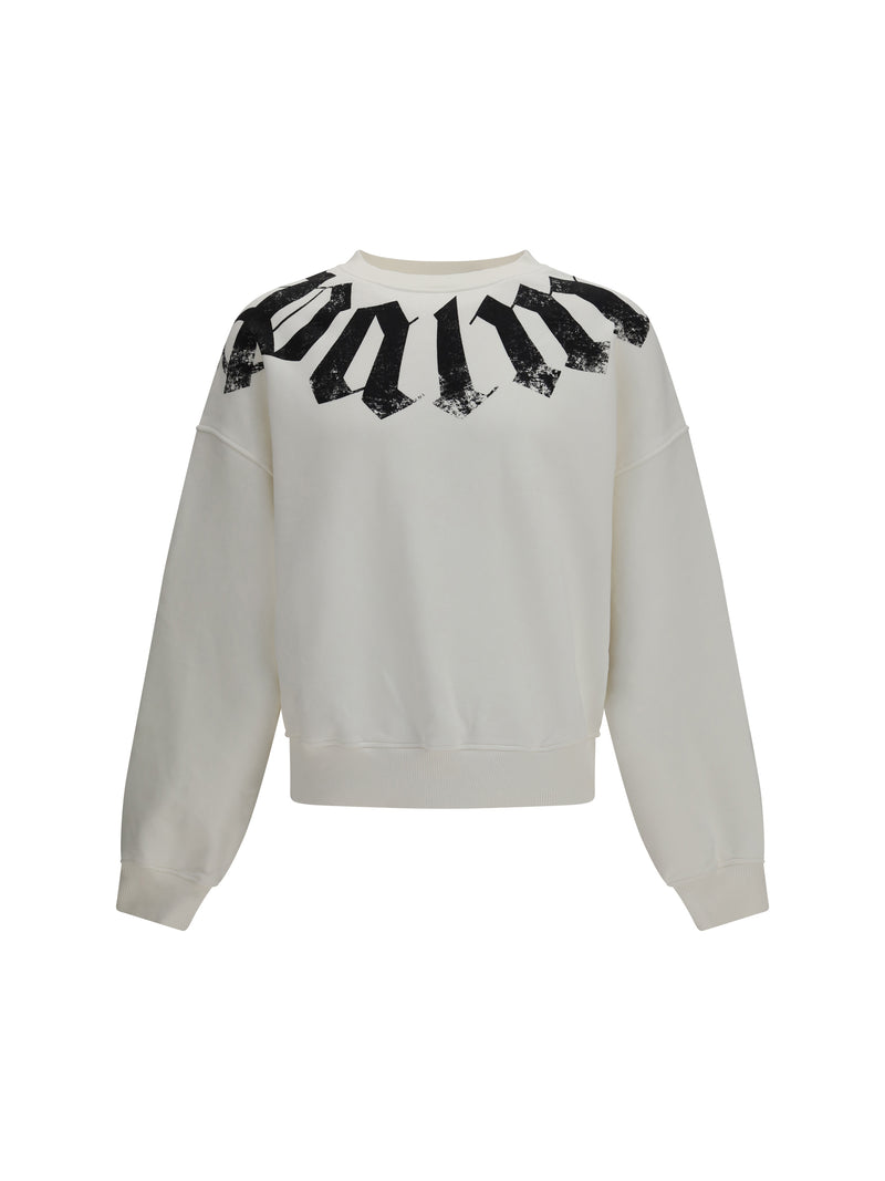 Palm Angels Palm Angels Big Neck Logo Sweatshirt Off White Black - World Class Fashion