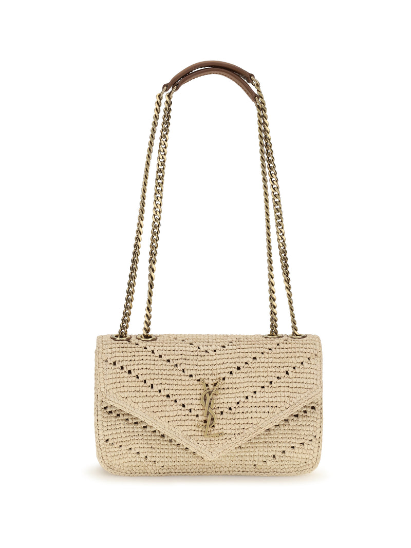 Saint Laurent Saint Laurent Small Raffia Loulou Shoulder Bag Pale Brown - World Class Fashion