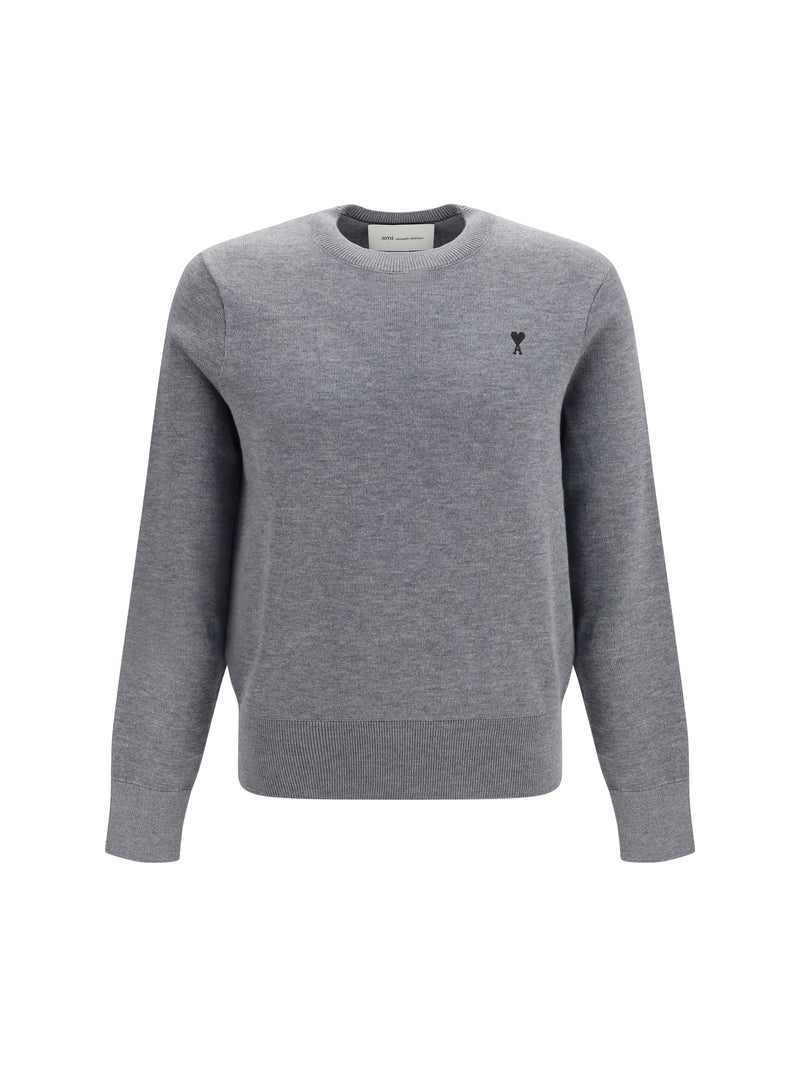 AMI Paris AMI Paris Ami De Coeur Crew Neck Sweater Grey - World Class Fashion