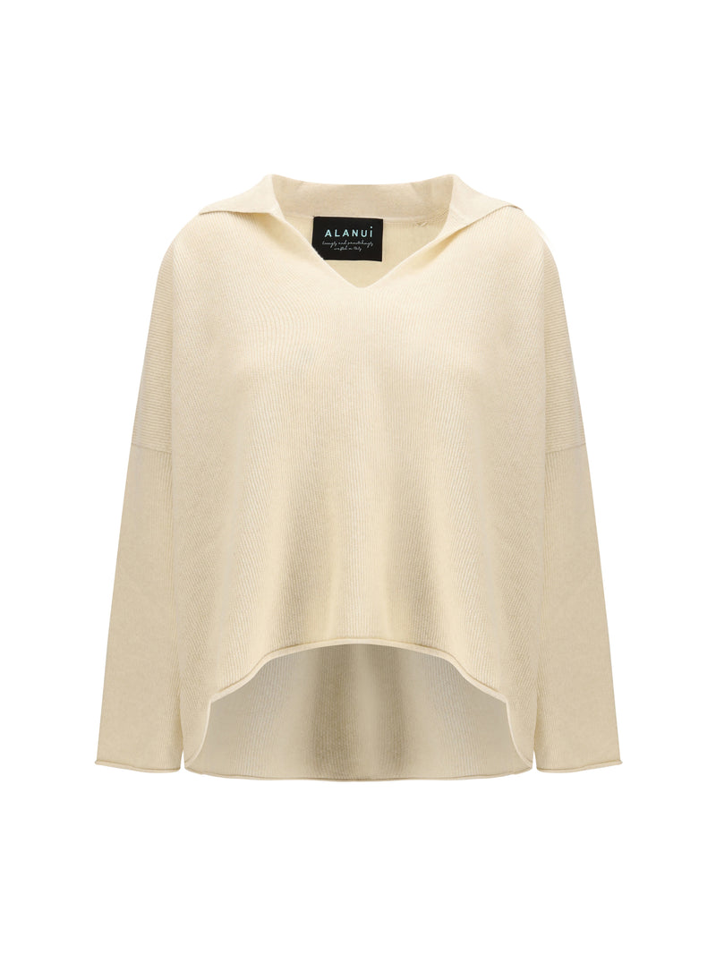 Alanui Alanui Sweater With Polo Collar Off White - World Class Fashion