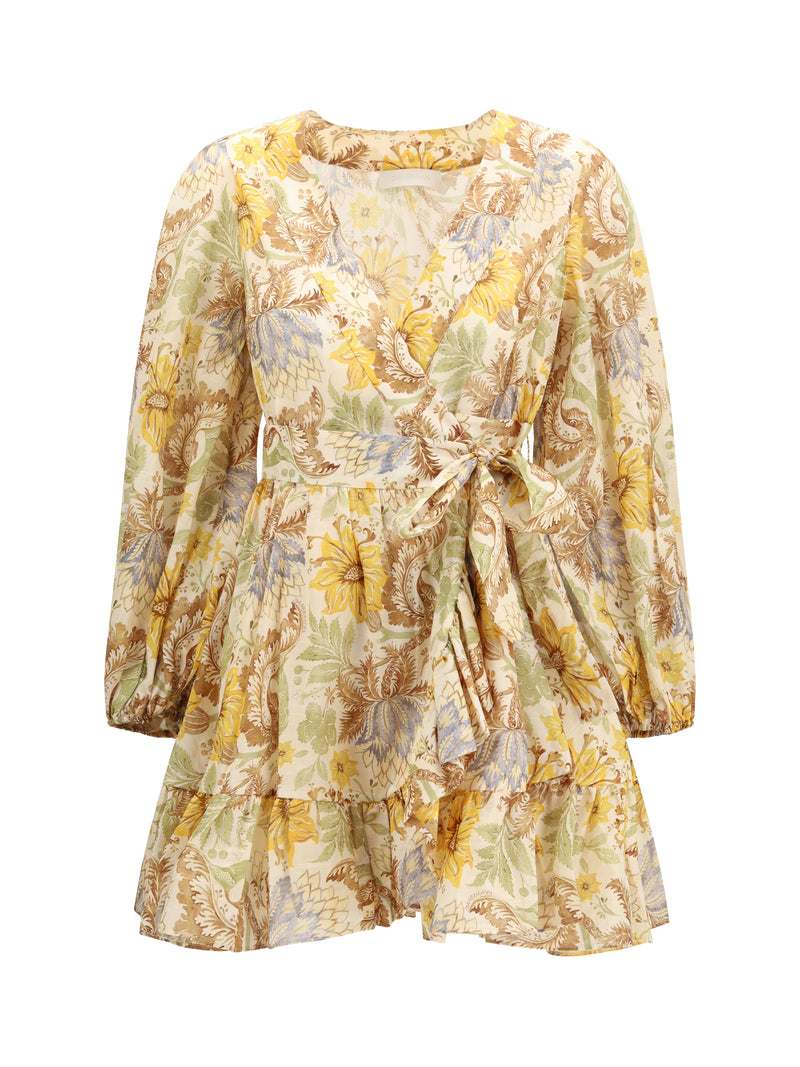 Zimmermann Minivestido cruzado Zimmermann Daylight con estampado floral crema - World Class Fashion