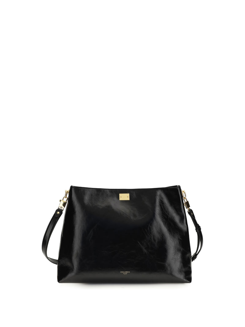 Dolce & Gabbana Bolso de hombro grande de piel Vittoria de Dolce & Gabbana en negro - World Class Fashion