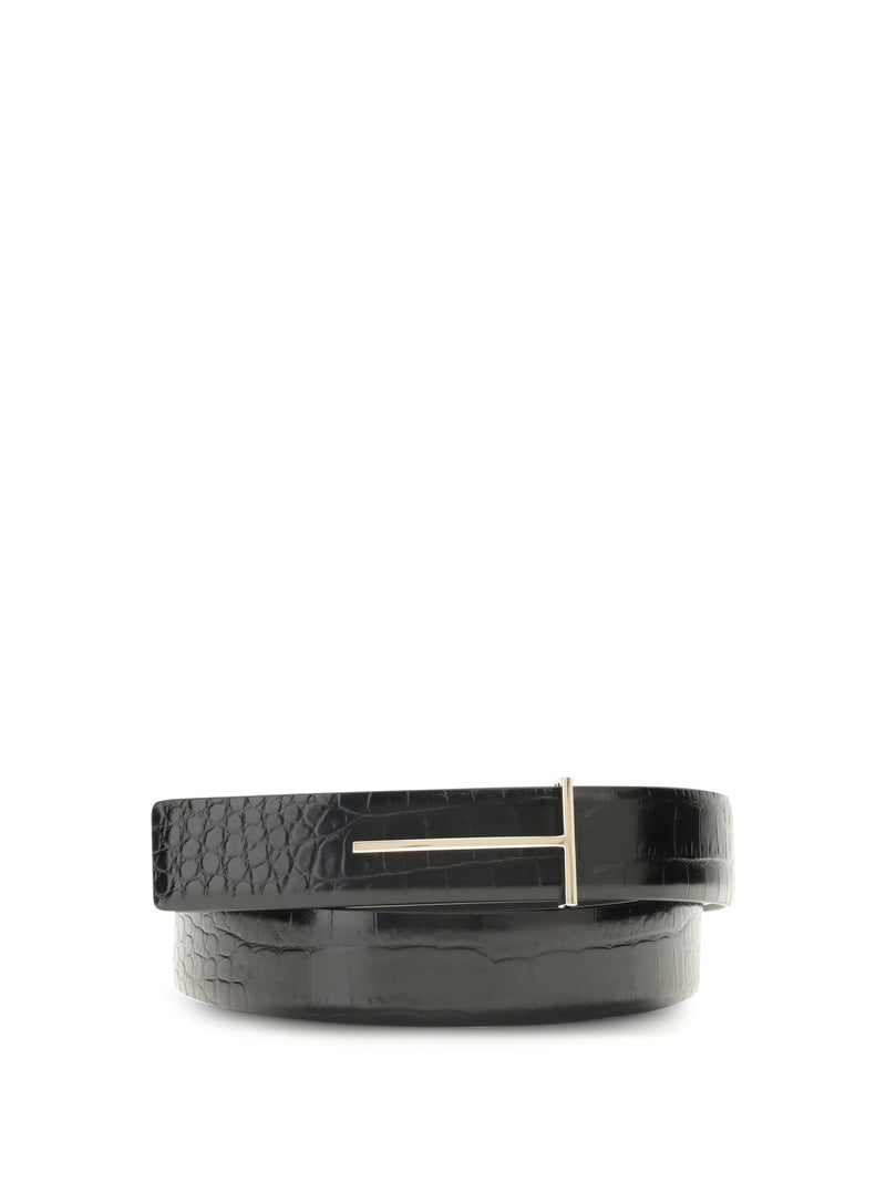 Tom Ford Tom Ford Crocodile-effect Belt Black Women - World Class Fashion