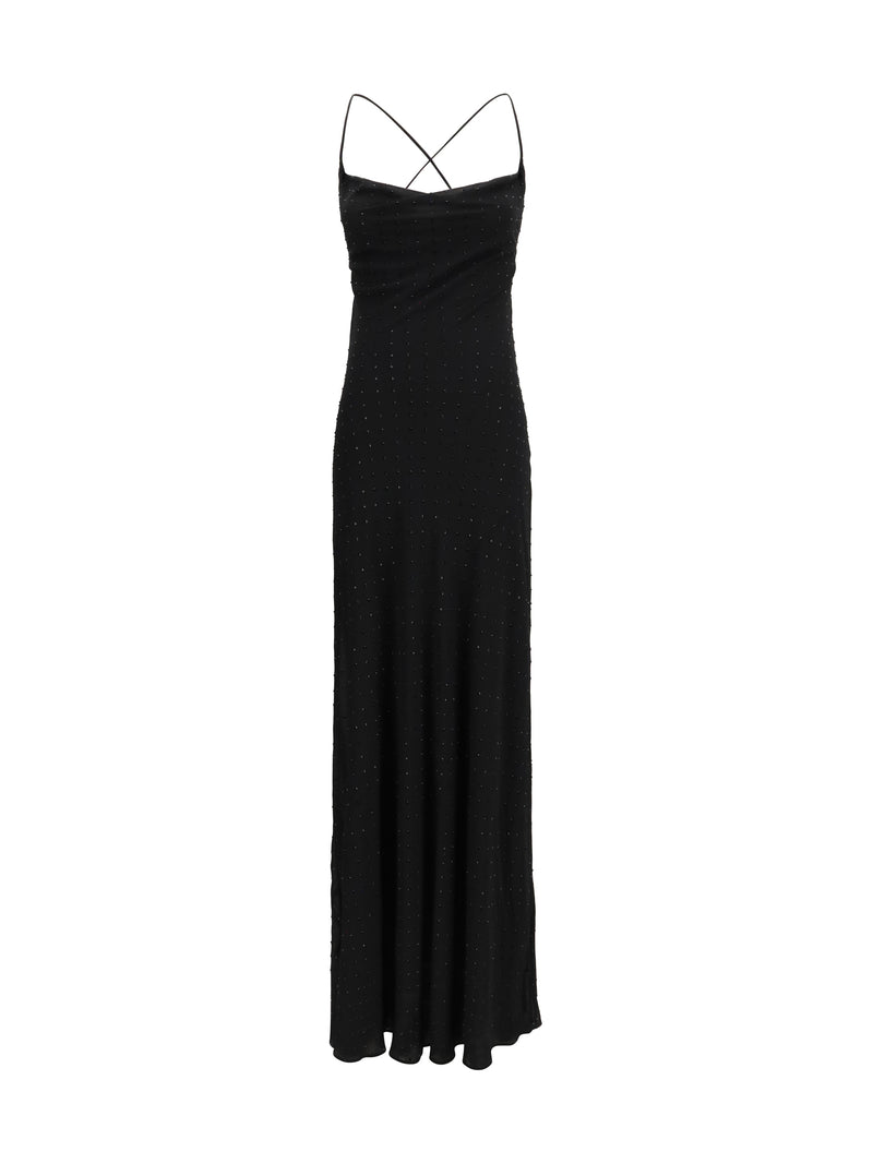 Pinko Pinko Long Strass Slipdress Nero Limousine - World Class Fashion