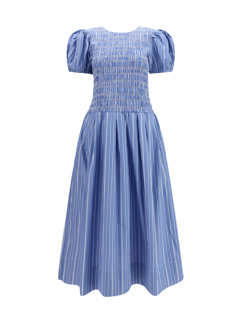 Ganni Ganni Striped Cotton Dress Nouvean Navy - World Class Fashion