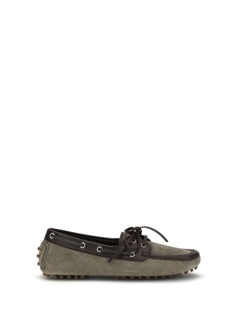 Brunello Cucinelli Brunello Cucinelli Lace-up Suede Loafers Safari - World Class Fashion
