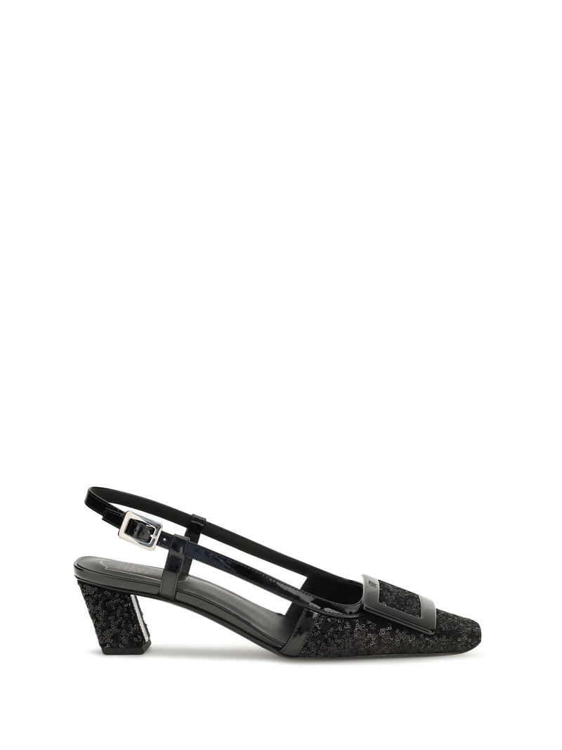 Roger Vivier Roger Vivier Belle Vivier Shiny-effect Slingback Pumps Black - World Class Fashion