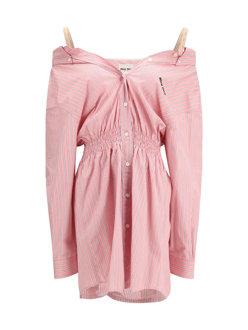Miu Miu Miu Miu Short Striped Dress Pink Women - World Class Fashion
