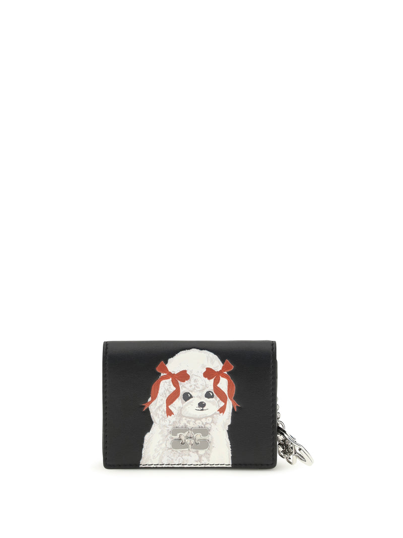 Ganni Ganni Poodle Print Card Holder Black - World Class Fashion