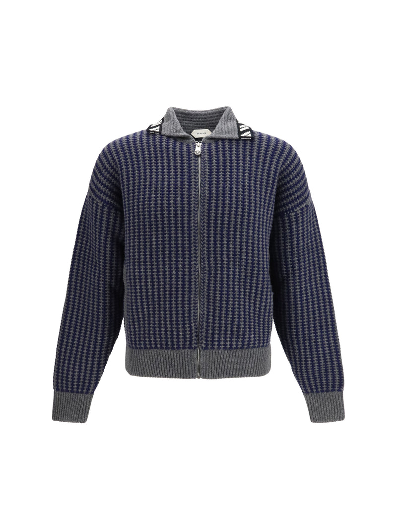 Versace Versace Intarsia Wool Knit Zip Cardigan - World Class Fashion