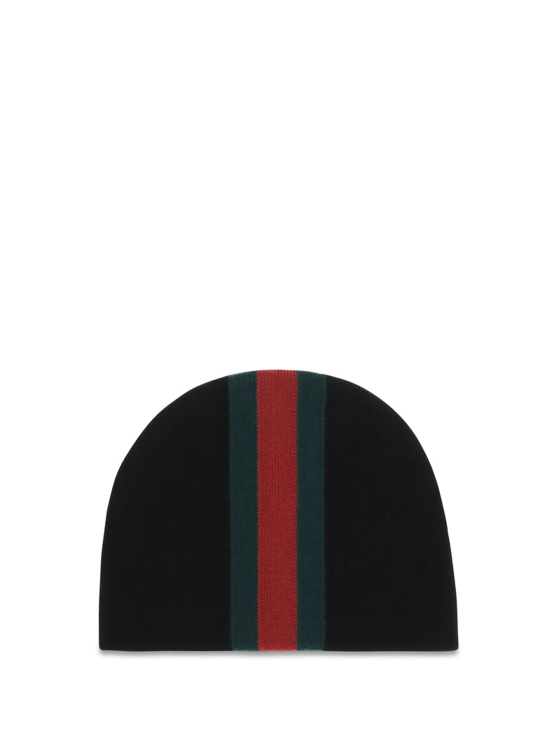 Gucci Gucci Web Stripe Beanie Black/Dark Green - World Class Fashion