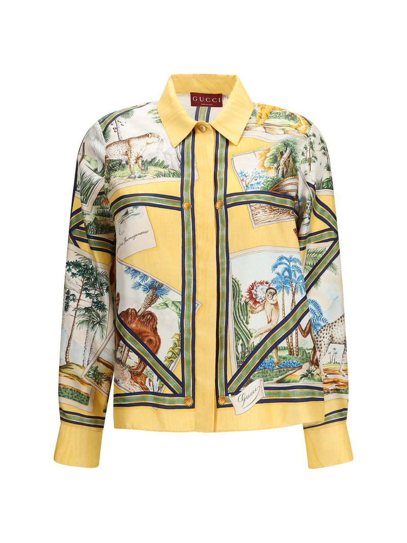 Gucci Gucci Silk Twill Shirt Yellow/Ivory Women - World Class Fashion