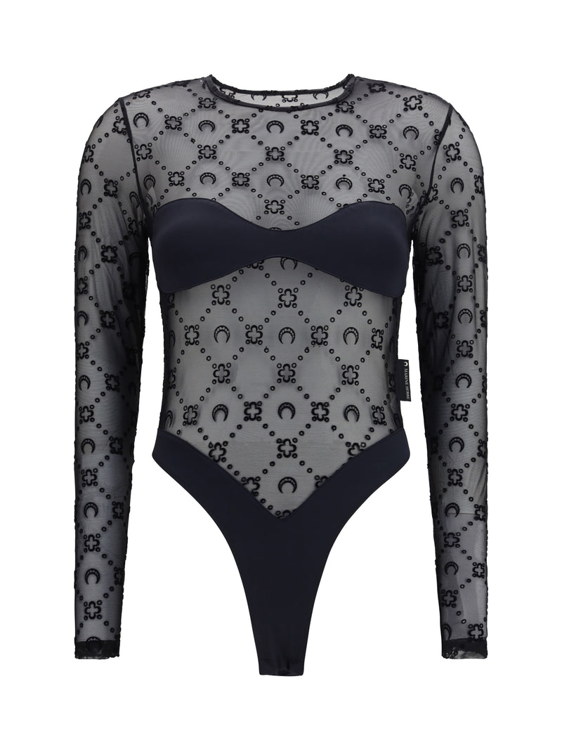 Marine Serre Marine Serre Mesh Body With Moon Motif Black - World Class Fashion