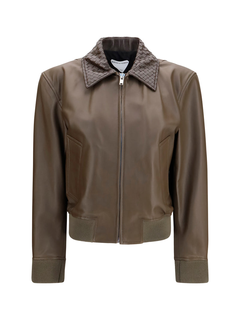 Bottega Veneta Bottega Veneta Glossy Leather Jacket Wader Green - World Class Fashion