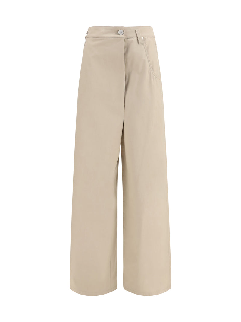 Brunello Cucinelli Brunello Cucinelli Wide-leg Cotton Pants Sandshell - World Class Fashion