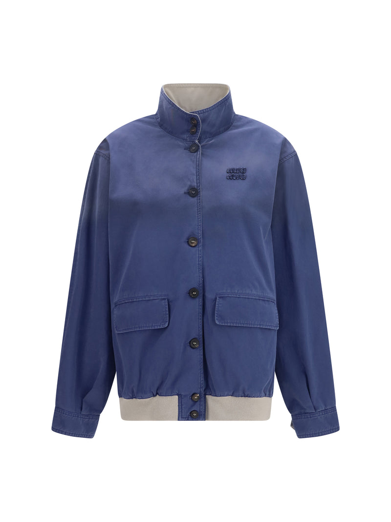 Miu Miu Miu Miu Old Washed Twill Jacket Divisa+Calce - World Class Fashion