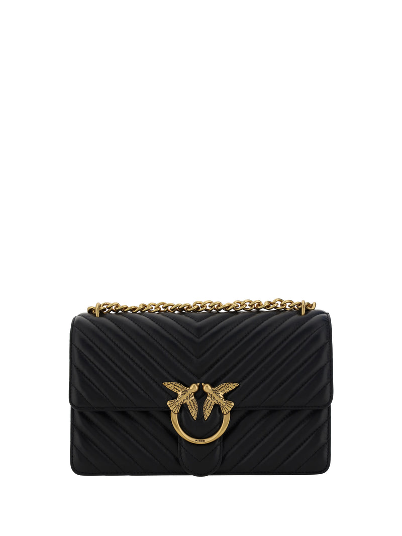 Pinko Pinko Love One Classic Shoulder Bag Nero-Antique Gold - World Class Fashion