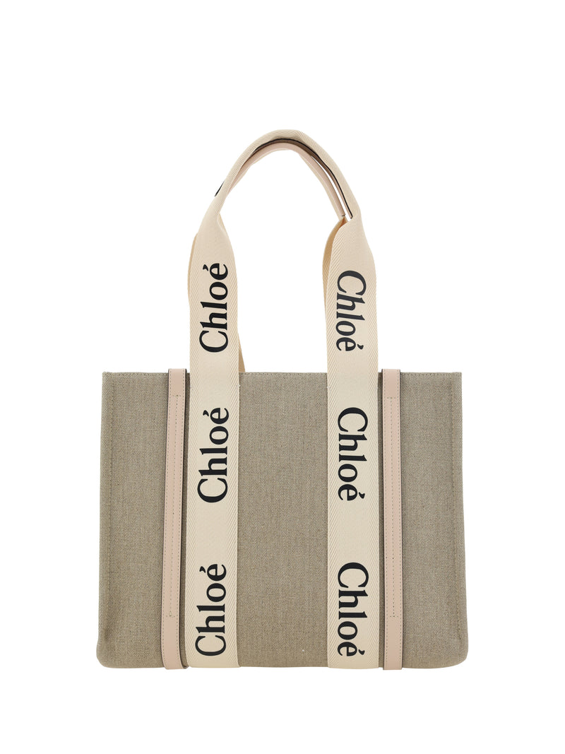 Chloe Chloé Woody Canvas Shoulder Bag Cement Pink - World Class Fashion