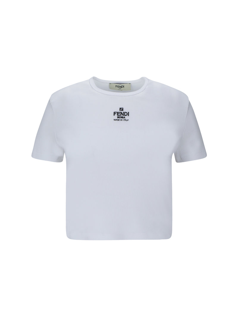 Fendi Fendi Cotton T-shirt with Logo White Women - World Class Fashion