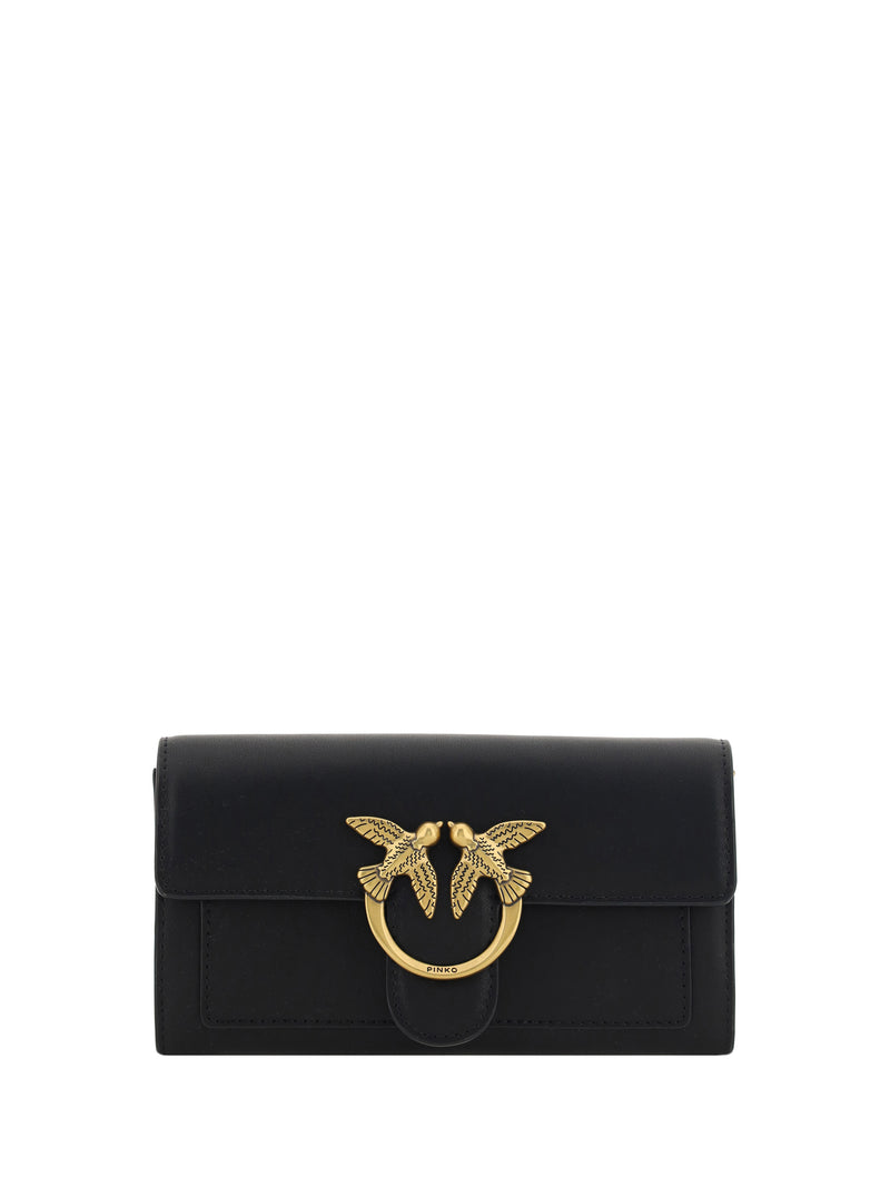 Pinko Pinko Love One Leather Wallet Nero-Antique Gold - World Class Fashion