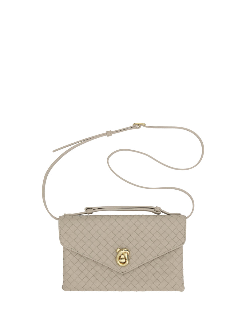 Bottega Veneta Bottega Veneta Knot Lock Shoulder Bag Ecru-Muse Brass - World Class Fashion