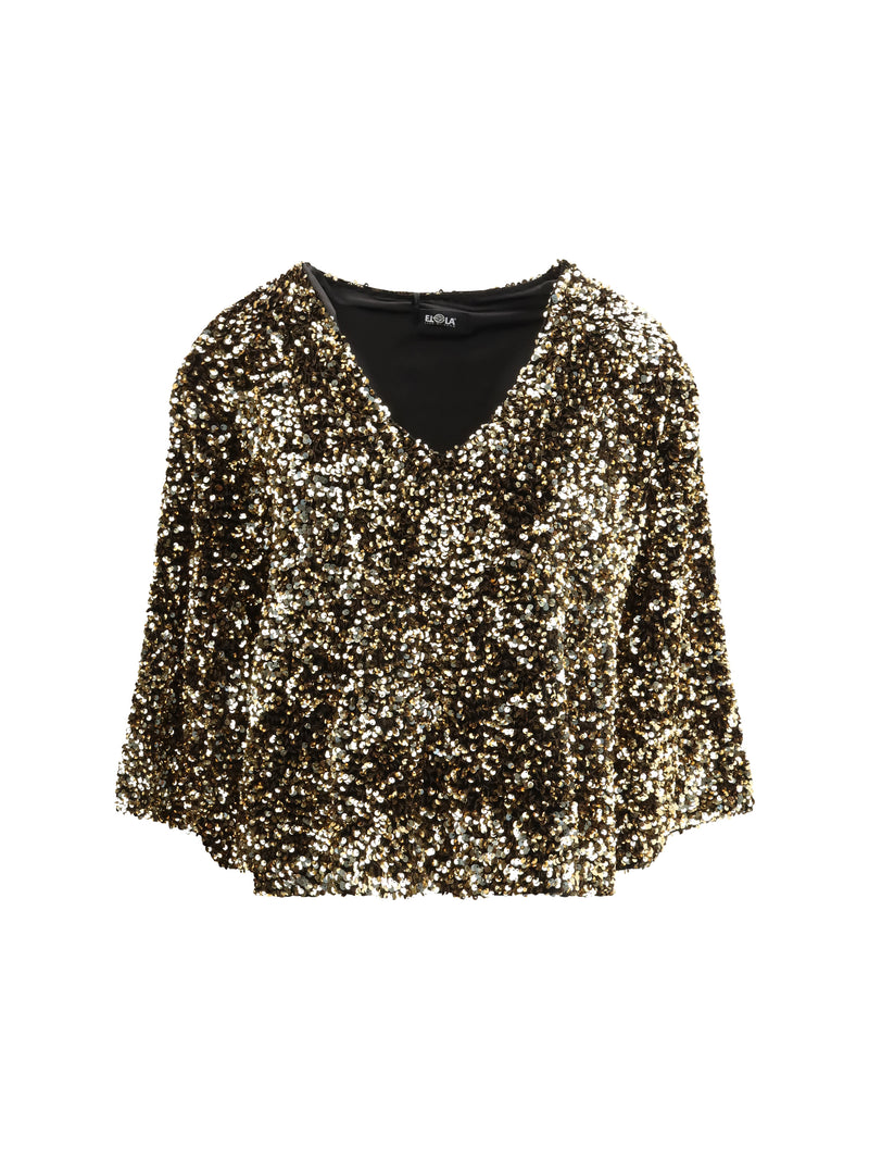 Ella Ella Sequined Blouse Gold Women - World Class Fashion