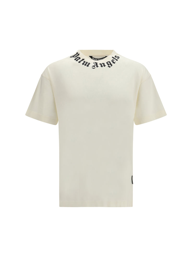 Palm Angels Palm Angels Logo Crewneck T-shirt Off White - Black - World Class Fashion