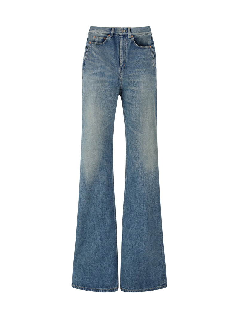 Saint Laurent Saint Laurent Logo-motif Jeans Sky Blue Women - World Class Fashion