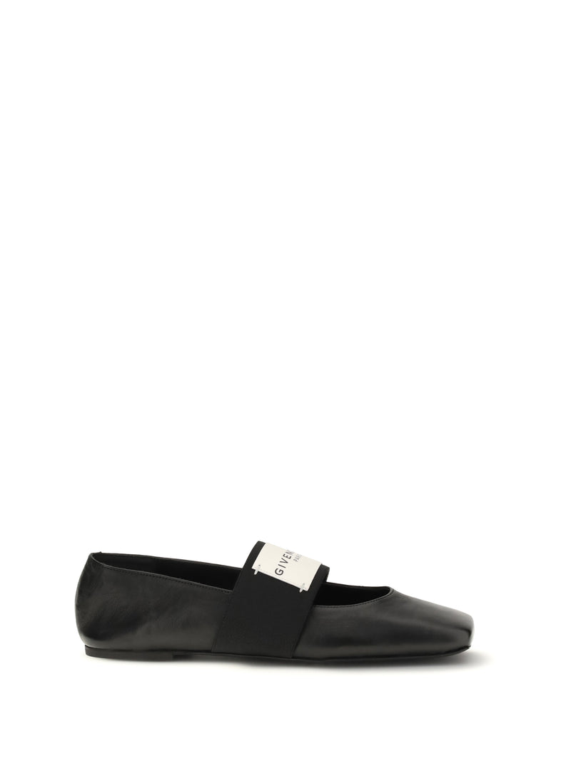 Givenchy Givenchy Leather Sliced Square Ballerinas Black - World Class Fashion