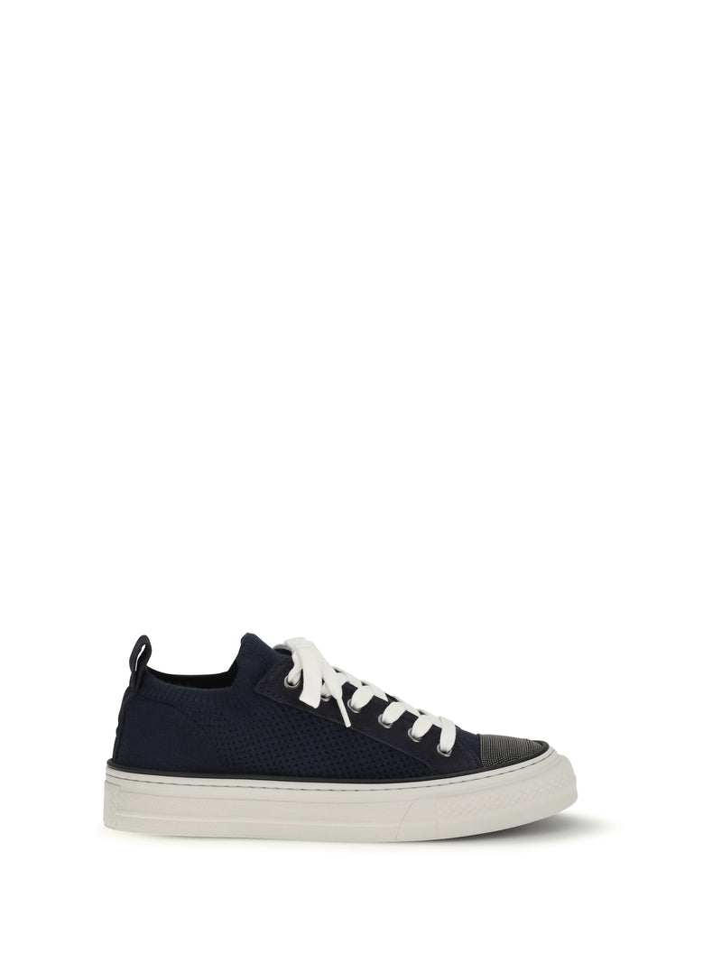 Brunello Cucinelli Brunello Cucinelli Cotton Knit And Suede Sneakers Abisso - World Class Fashion