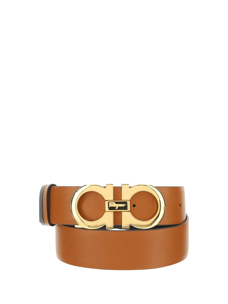 Ferragamo Ferragamo Gancini Reversible Belt Brown Bicoloured Black - World Class Fashion