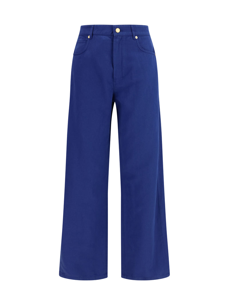 's Maxmara 'S Maxmara Cotton and Linen Pants Bluette - World Class Fashion