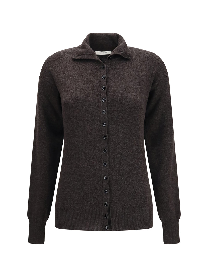 Lemaire Lemaire Merino Wool High Neck Sweater Black Melange - World Class Fashion