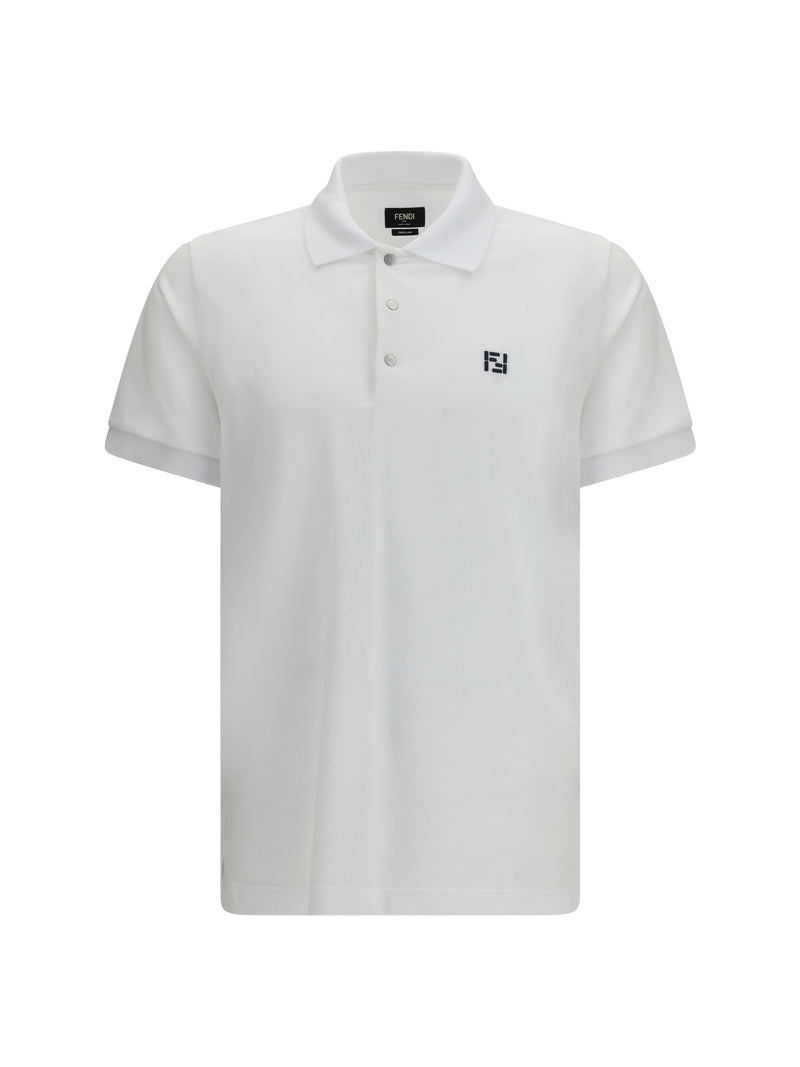 Fendi Fendi FF Logo Piqué Polo Bianco - World Class Fashion