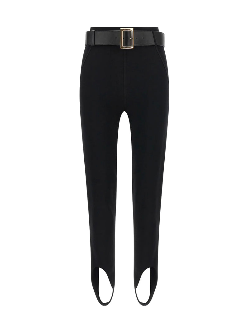 Self-portrait Self-portrait Stretch Jersey Leggings With Belt Black - World Class Fashion