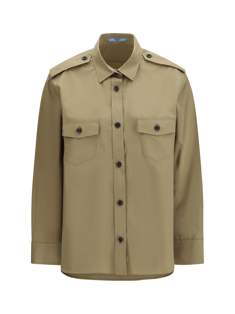 Prada Prada Cotton Poplin Shirt Mastice Women - World Class Fashion