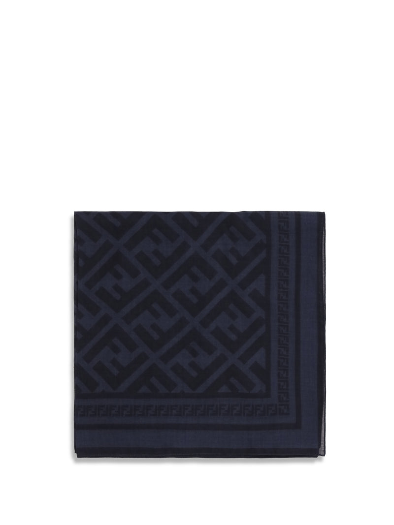 Fendi Fendi FF Wool and Silk Scarf Dark Blue - World Class Fashion