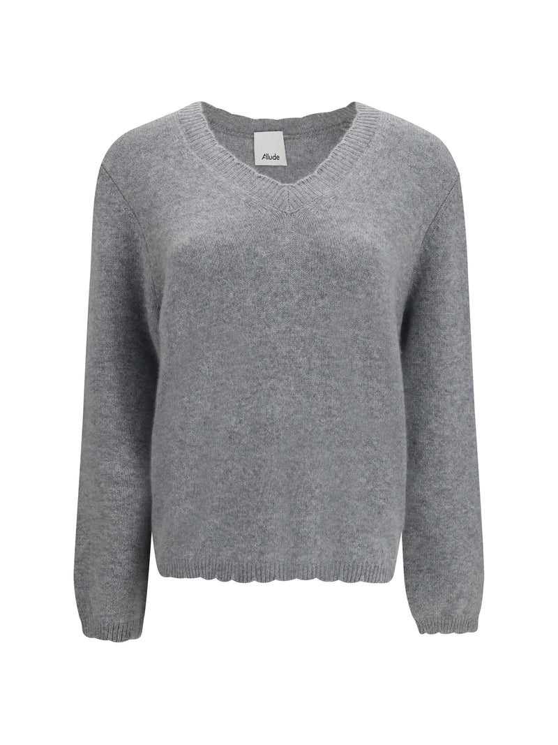 Allude Allude V Neck Sweater Grey Women - World Class Fashion
