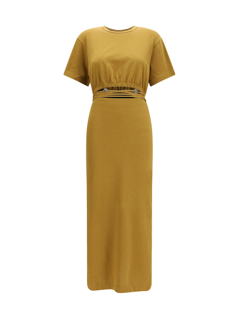 Pinko Pinko Midi Dress with Cut-out Detailing Bronzo - World Class Fashion