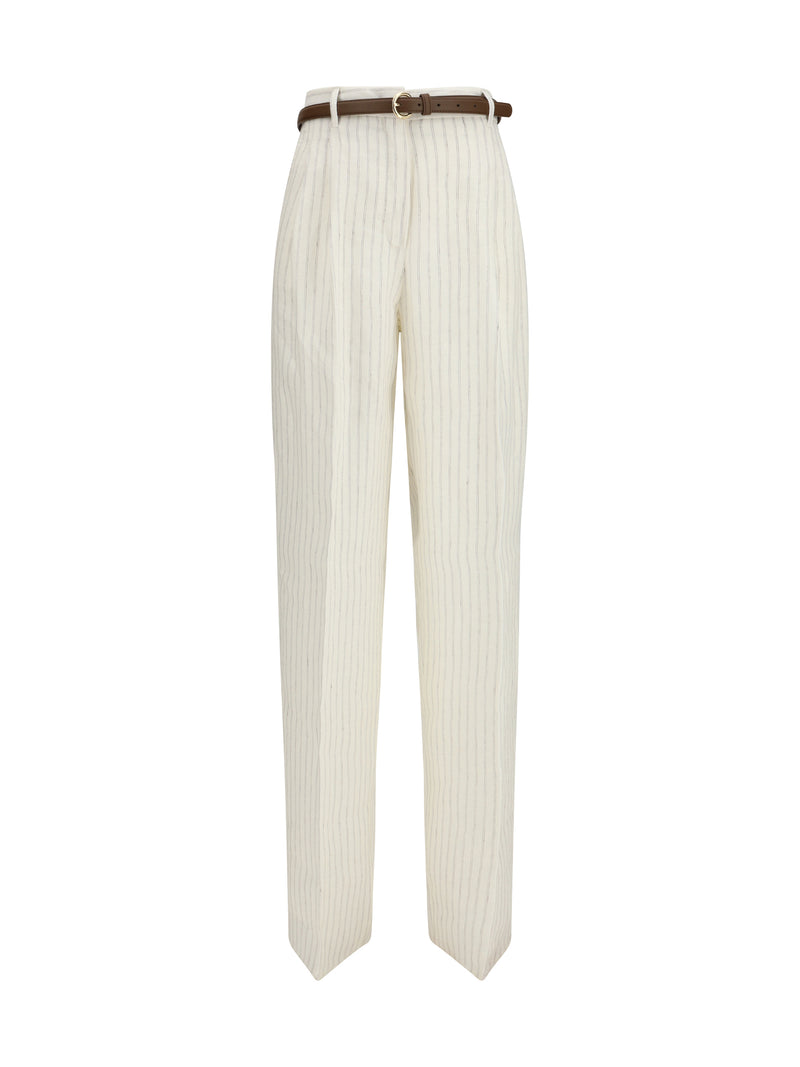 Max Mara Studio Max Mara Studio Pantalones de Lino Naturale - World Class Fashion