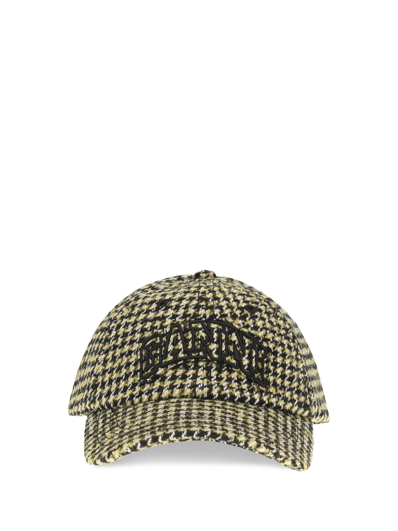 Ganni Ganni Woollen Check Cap Blazing Yellow - World Class Fashion