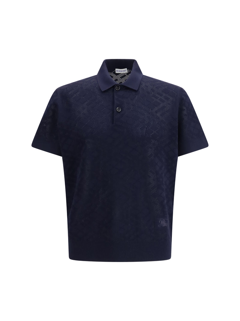 Burberry Burberry Check Wool Polo Silhouette Blue - World Class Fashion
