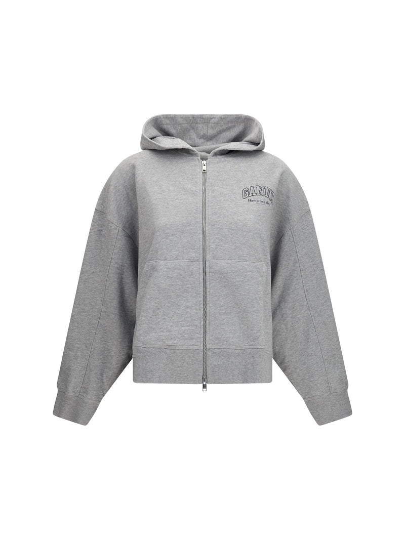 Ganni Ganni Cotton Zip-up Hoodie Paloma - World Class Fashion
