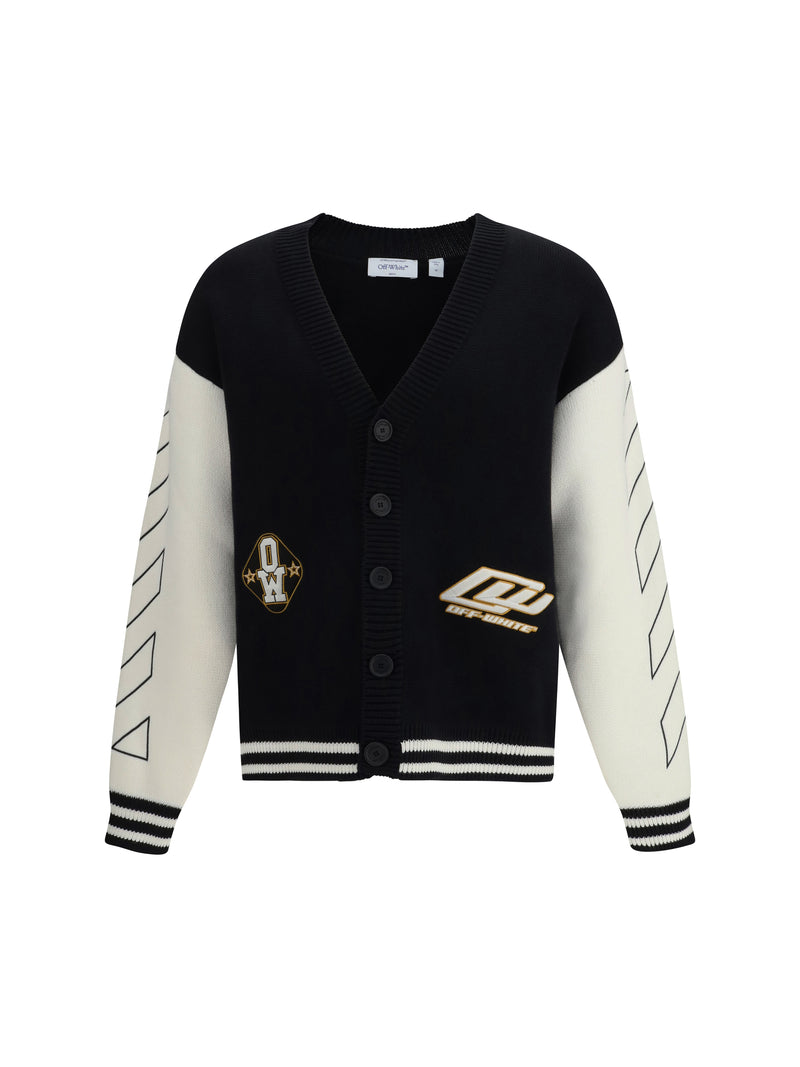 Off-white Off-white Star Logo Diagonal Varsity Cardigan Black - World Class Fashion