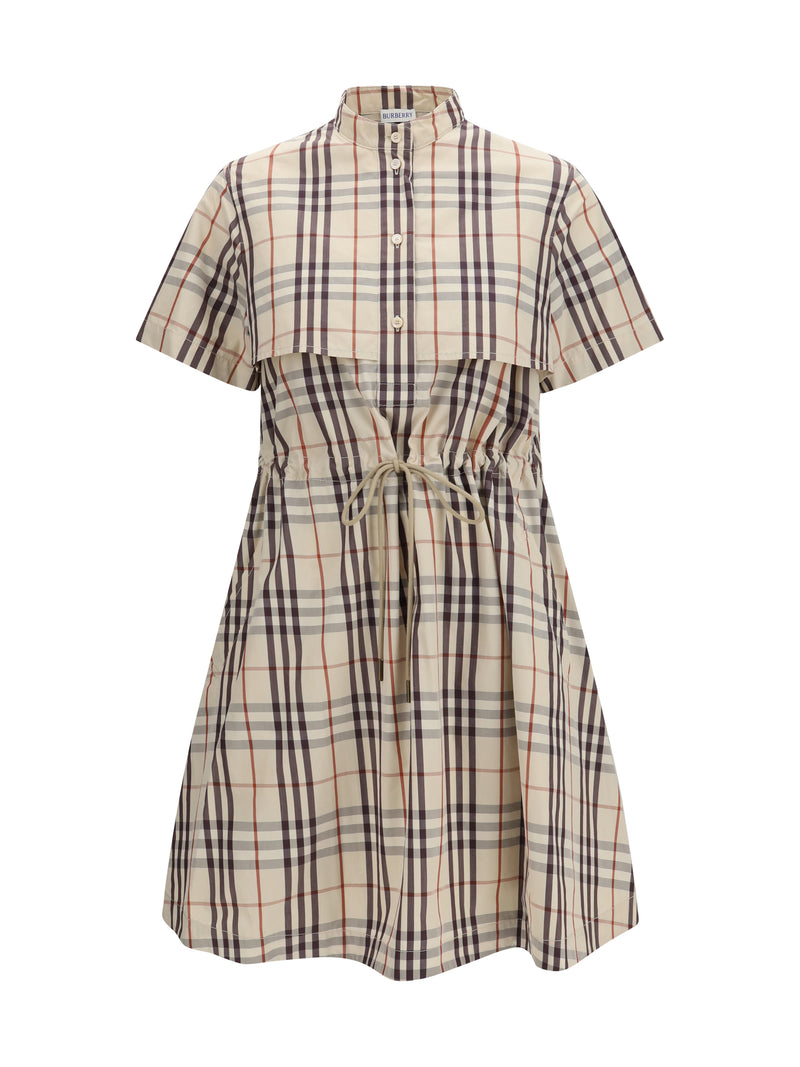 Burberry Burberry Cotton Check Dress Almond Beige Women - World Class Fashion